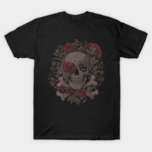 Rest in Leaves - Dark Skull Flowers Nature Goth Gift T-Shirt